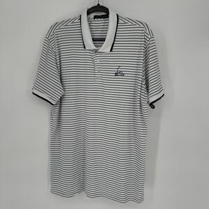 G/Fore Polo Shirt Mens L White Black Striped Performance Stretch Golf *Bell Cup